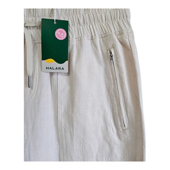 HALARA L Pants Vanilla Ice Cream Wide Leg High Waist Zip Pockets Cotton NEW NWT - Picture 5 of 8